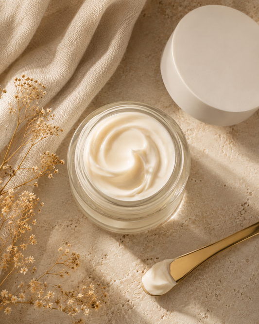 HydraVeil™ cream jar open showing texture