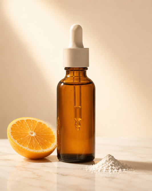 LuminEssence Vitamin C Brightening Serum with orange slice