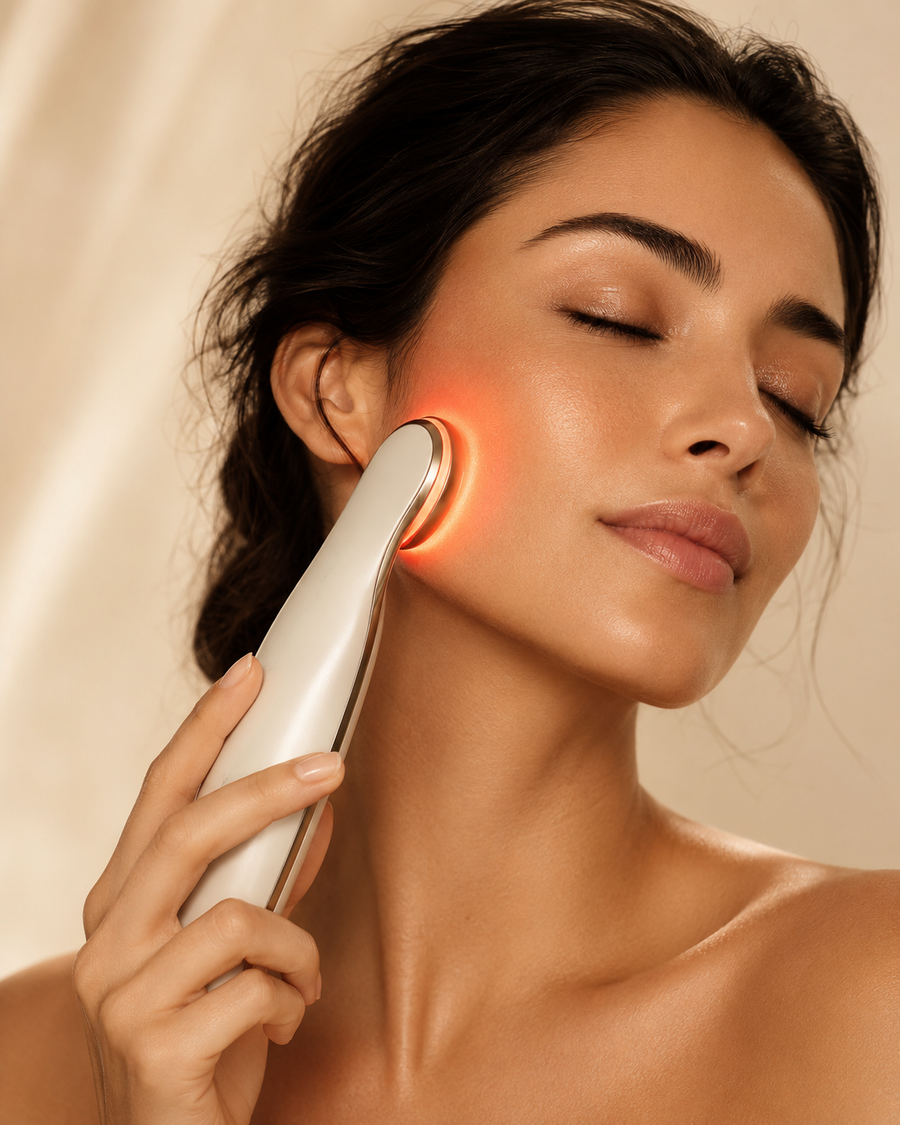 FluidGlow LED Face Lifting Wand in use