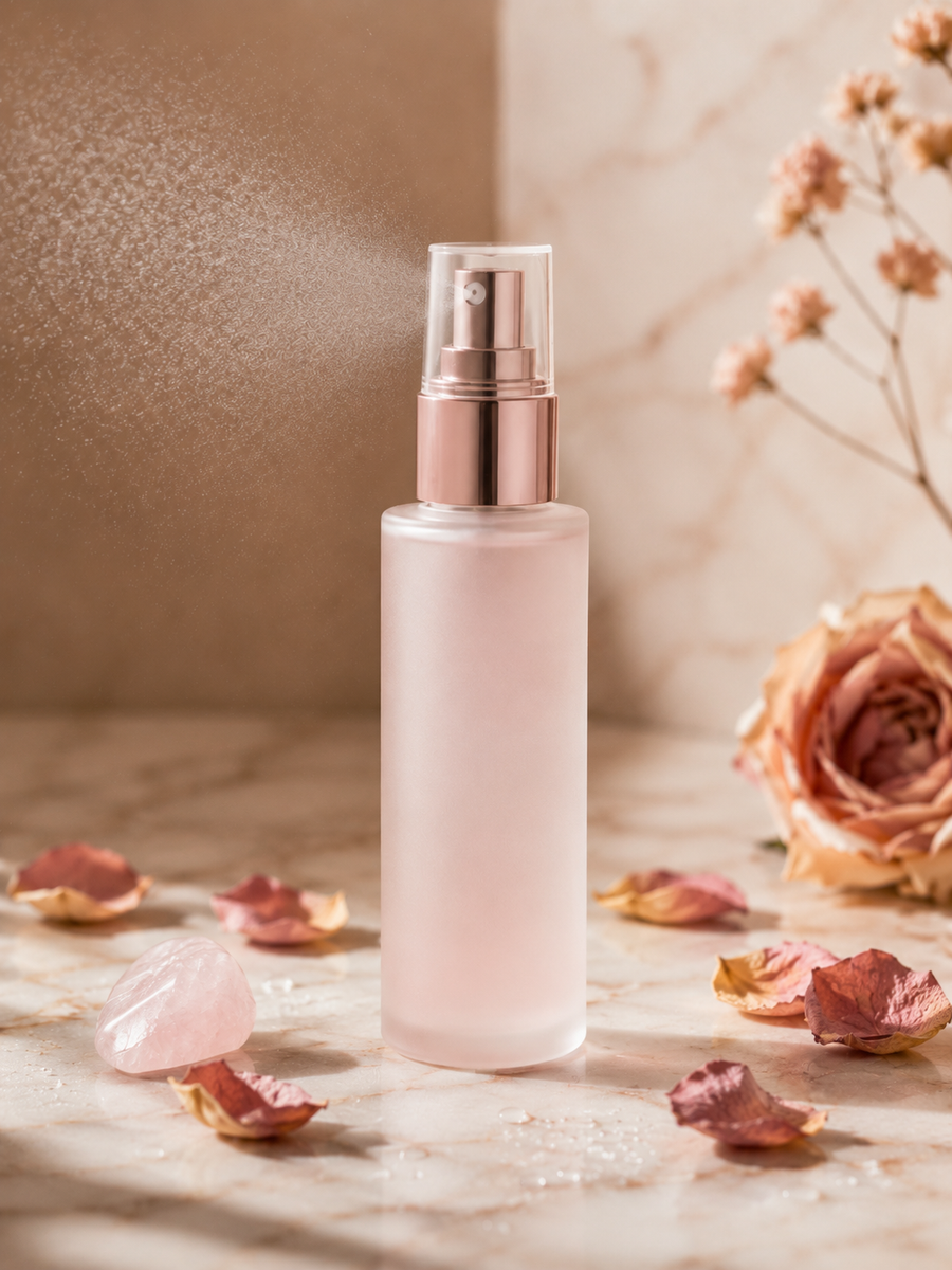 AuraGlow™ face mist bottle close-up detail
