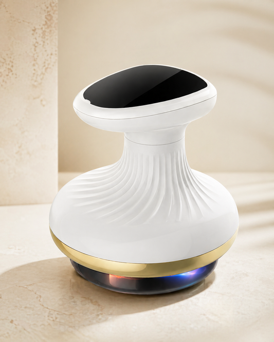 FluidSculpt device packshot for the product detail page on a warm neutral background