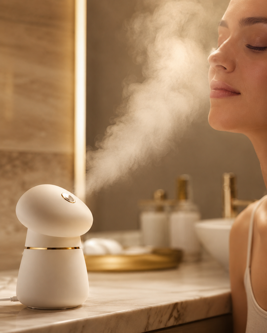 SteamRitual™ Nano Ionic Facial Steamer — device with steam